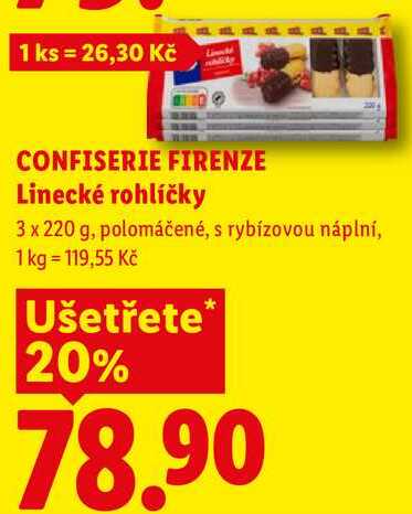 CONFISERIE FIRENZE Linecké rohlíčky, 3x 220 g