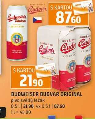 BUDWEISER BUDVAR ORIGINAL pivo světlý ležák 0,5l