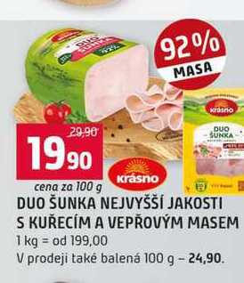 DUO ŠUNKA NEJVYŠŠÍ JAKOSTI S KUŘECÍM A VEPŘOVÝM MASEM 100g