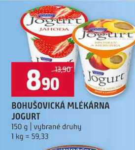 BOHUŠOVICKÁ MLÉKÁRNA JOGURT 150 g vybrané druhy