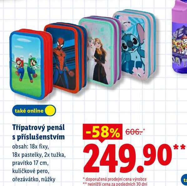 Třípatrový penál s příslušenstvím