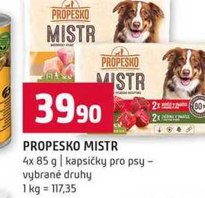 PROPESKO MISTR 4x 85 g kapsičky pro psy vybrané druhy