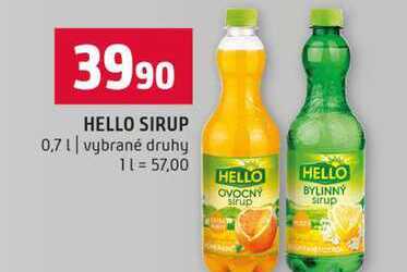 HELLO SIRUP 0,7l vybrané druhy