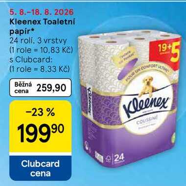 Kleenex Toaletní papir, 24 rolí. 3 vrstvy