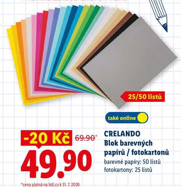 CRELANDO Blok barevných papírů/fotokartonů