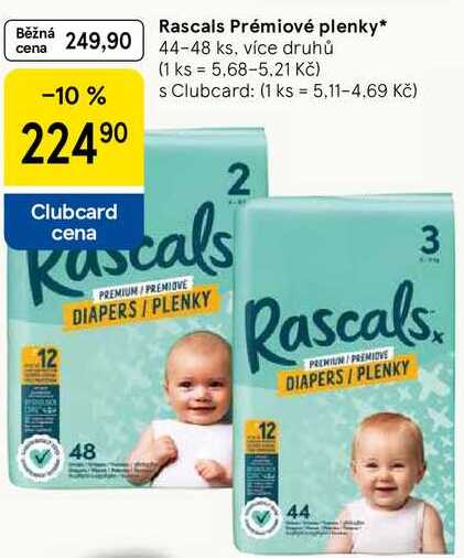 Rascals Prémiové plenky, 44-48 ks, více druhů