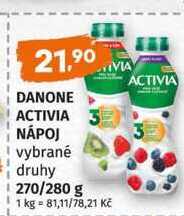 DANONE ACTIVIA NÁPOJ vybrané druhy 270/280 g