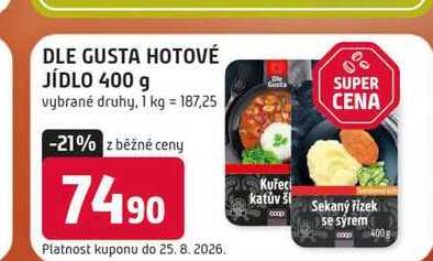 DLE GUSTA HOTOVÉ JÍDLO 400 g vybrané druhy