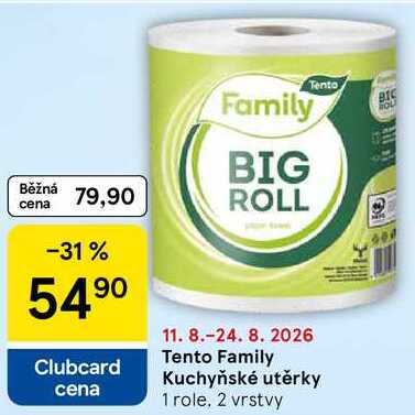 Tento Family Kuchyňské utěrky, 1 role, 2 vrstvy