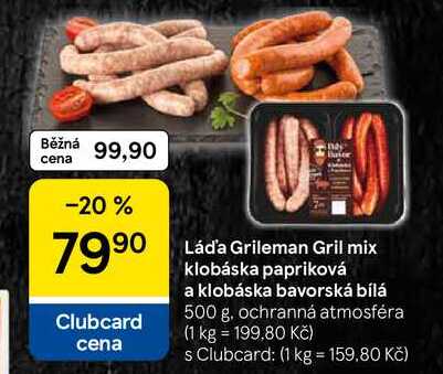 Láda Grileman Gril mix klobáska papriková a klobáska bavorská bílá, 500 g