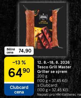 Tesco Grill Master Griller se sýrem, 200 g