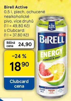 Birell Active, 0,5 l, plech, ochucené nealkoholické pivo