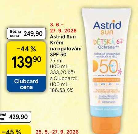 Astrid Sun Krém na opalování SPF 50, 75 ml