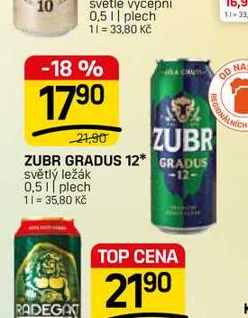 ZUBR GRADUS 12*světlý ležák 0,51 plech