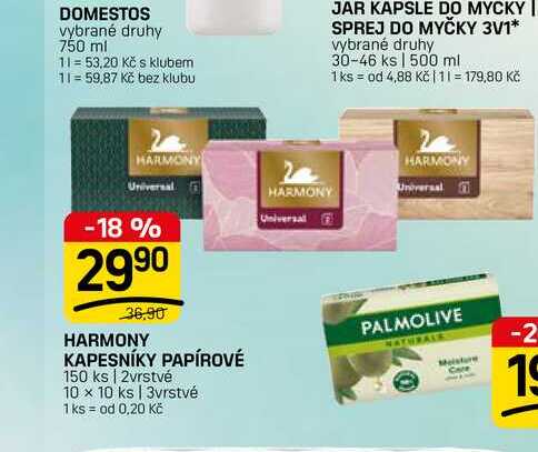 HARMONY KAPESNÍKY PAPÍROVÉ 150 ks | 2vrstvé 10 x 10 ks | 3vrstvé