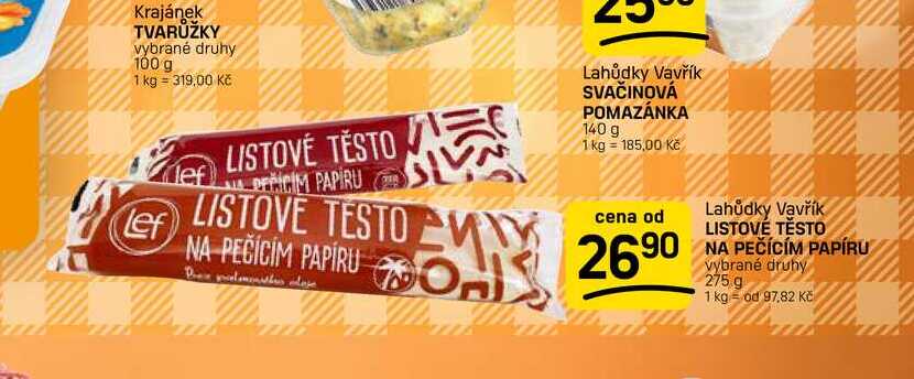 LISTOVÉ TĚSTO NA PEČÍCÍM PAPÍRU vybrané druhy 275 g