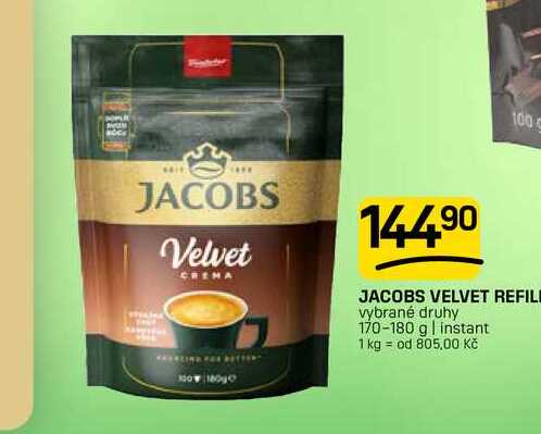 JACOBS VELVET REFIL vybrané druhy 170-180 g