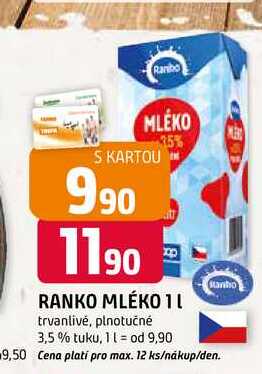RANKO MLÉKO IL trvanlivé, plnotučné 3,5% tuku