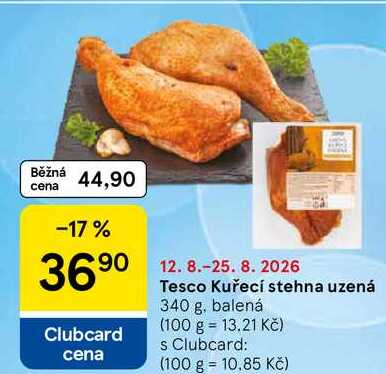 Tesco Kuřecí stehna uzená, 340 g, balená