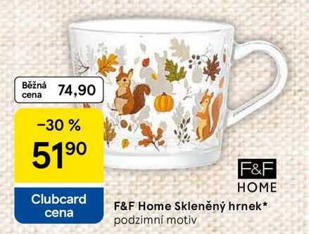 F&F Home Skleněný hrnek, podzimní motiv