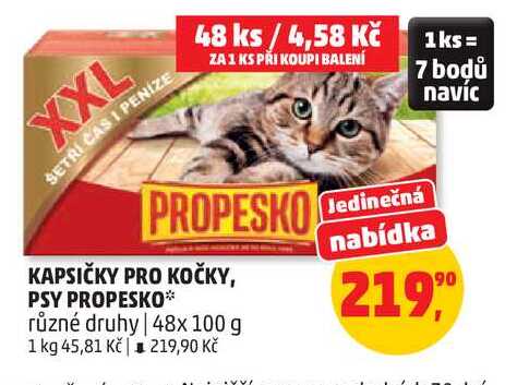 KAPSIČKY PRO KOČKY, PSY PROPESKO různé druhy, 48x 100 g 