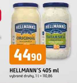 Hellmann's tatarská omáčka, majonéza 405ml, vybrané druhy