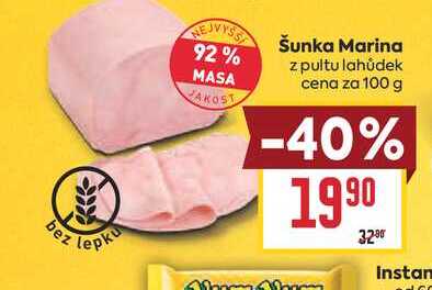 Šunka Marina z pultu lahůdek cena za 100 g