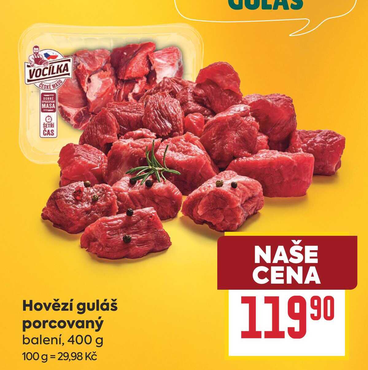 Hovězí guláš porcovaný balení, 400 g 
