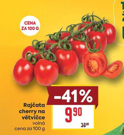 Rajčata cherry na větvičce volná cena za 100 g