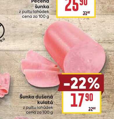Šunka dušená kulatá z pultu lahůdek cena za 100 g