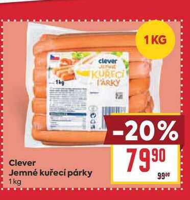 Clever Jemné kuřecí párky 1 kg 