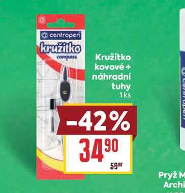Kružítko kovové + náhradní tuhy 1ks