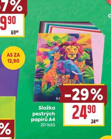 Složka pestrých papírů A4 20 listů