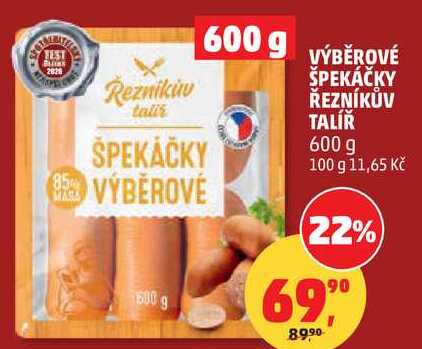 VÝBĚROVÉ ŠPEKÁČKY ŘEZNÍKŮV TALÍŘ, 600 g