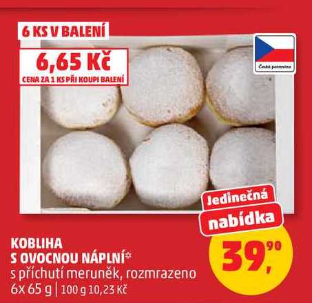 KOBLIHA S OVOCNOU NÁPLNÍ s příchutí meruněk, 6x 65 g 