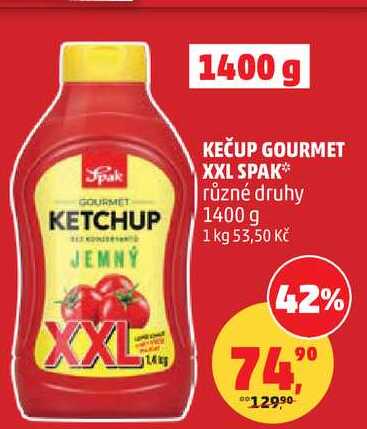 KEČUP GOURMET XXL SPAK různé druhy, 1400 g