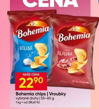 Bohemia chips, Vroubky vybrané druhy 55-60 g  