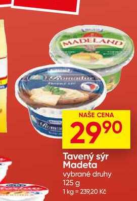 Tavený sýr Madeta vybrané druhy 125 g