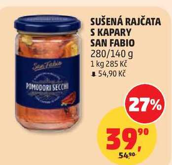 SUŠENÁ RAJČATA S KAPARY SAN FABIO, 280/140 g