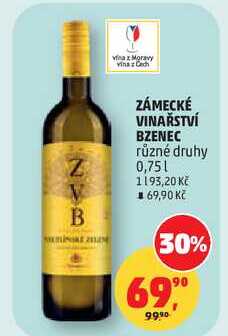 ZÁMECKÉ VINAŘSTVÍ BZENEC různé druhy, 0,75 L