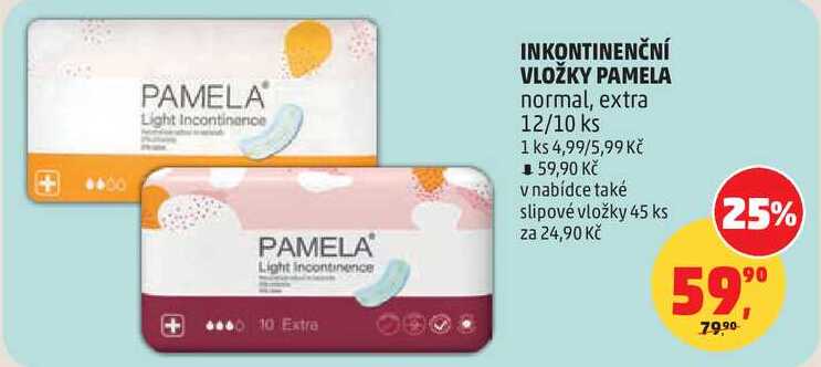 INKONTINENČNÍ VLOŽKY PAMELA normal, extra, 12/10 ks