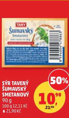 SÝR TAVENÝ ŠUMAVSKÝ SMETANOVÝ, 90g