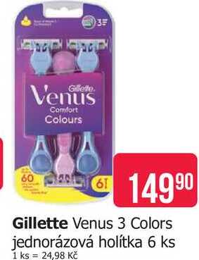 Gillette Venus 3 Colors jednorázová holítka 6 ks