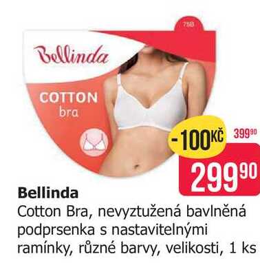 Bellinda Cotton Bra, nevyztužená bavlněná podprsenka s nastavitelnými ramínky, různé barvy, velikosti, 1 ks