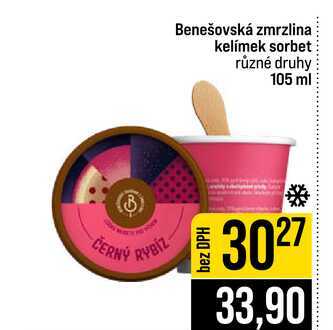 Benešovská zmrzlina kelímek sorbet různé druhy 105 ml