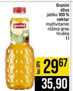 Granini džus jablko 100% nektar multivitamin růžový grep hruška 1l