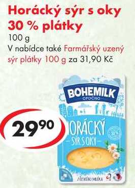 Horácký sýr s oky 30% plátky, 100 g
