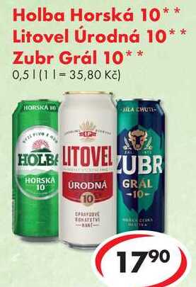 Litovel Úrodná 10, Zubr Grál 10, 0,5 l