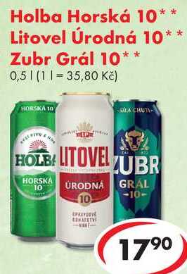 Litovel Úrodná 10, Zubr Grál 10, 0,5 l