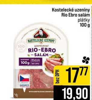 Kostelecké uzeniny Rio Ebro salám plátky 100 g